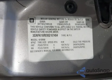 1999 Chevrolet Suburban 1500 Lt from USA, damaged, VIN 3GNFK16RXXG167494
